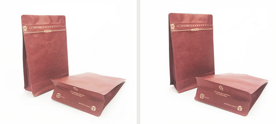 Foil Kraft Paper Flat Bottom Ziplock Coffee Packaging Pouches With Valve