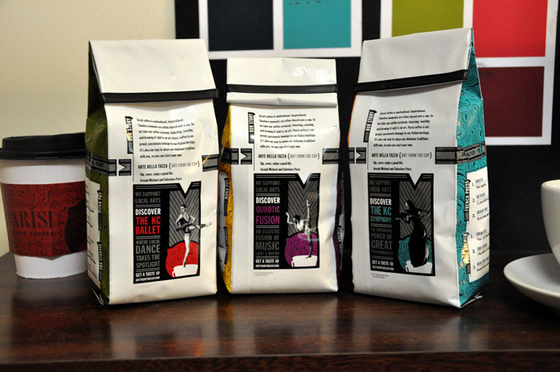 colorfull printed coffee beans bag / Coffee Packaging Bags with tin tie and valve